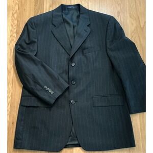 Ralph Ralph‎ Lauren 42R Blue Pinstripe Wool Blazer Jacket w Vest Made Canada